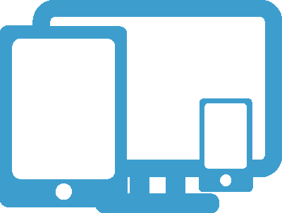 image of three screen icons sized for desktop, tablet and mobile