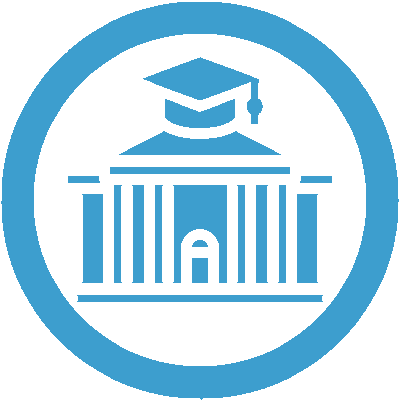 image of college building icon with a graduation cap on top